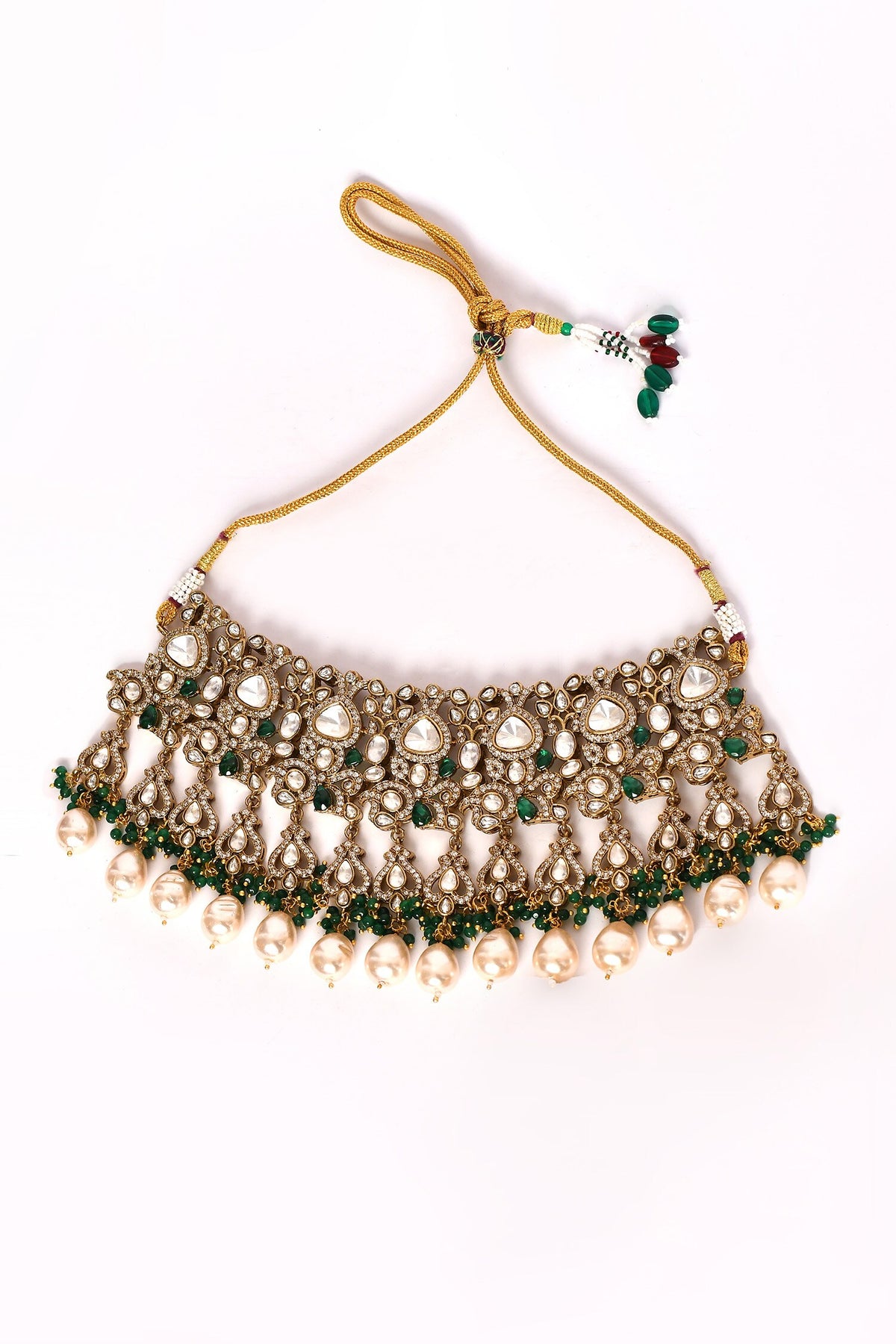 Stone Studded Floral Pattern Necklace Set 