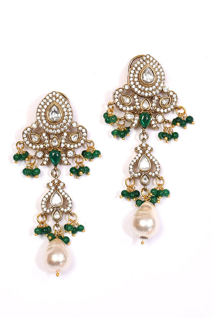 Stone Studded Floral Pattern Necklace Set 