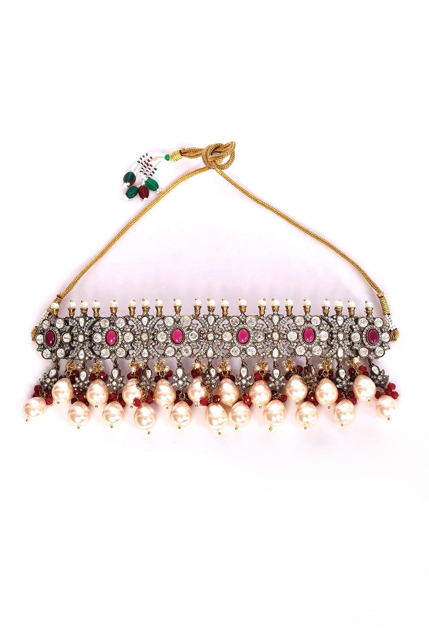 Ruby Stone Studded Necklace Set 