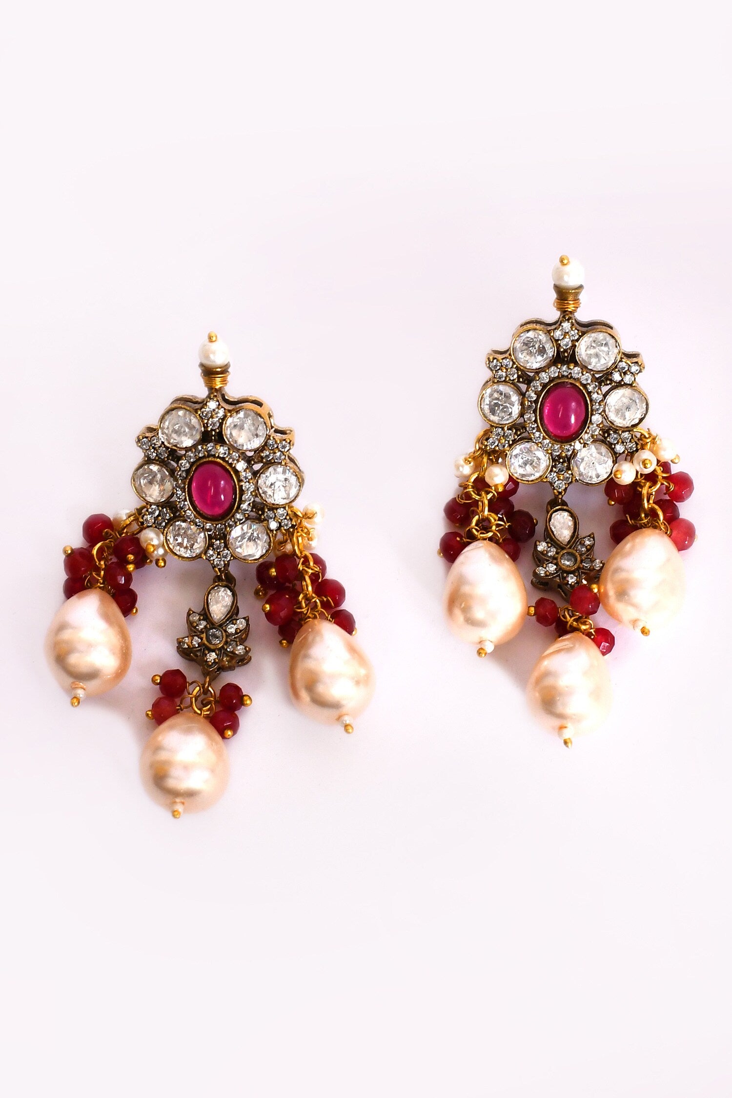Ruby Stone Studded Necklace Set 