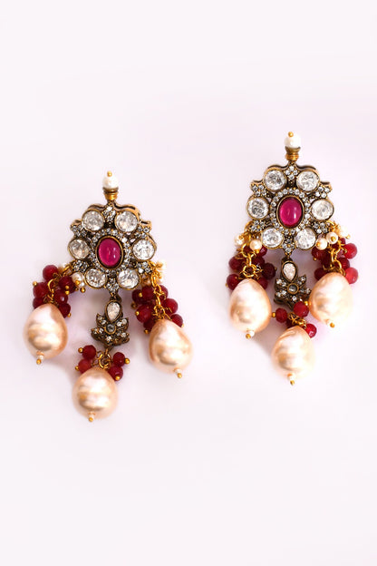 Ruby Stone Studded Necklace Set 