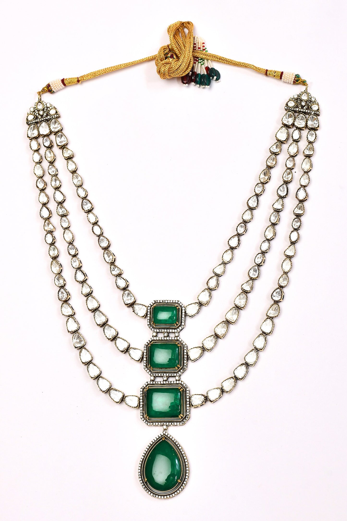 Stone Embellished Three-Layer Necklace Set 