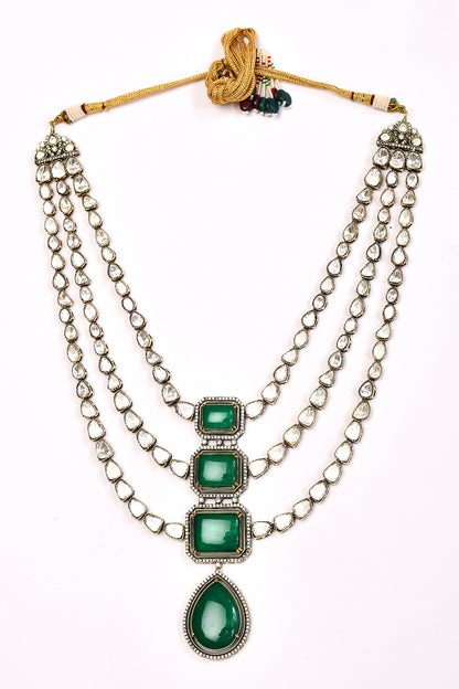 Stone Embellished Three-Layer Necklace Set 