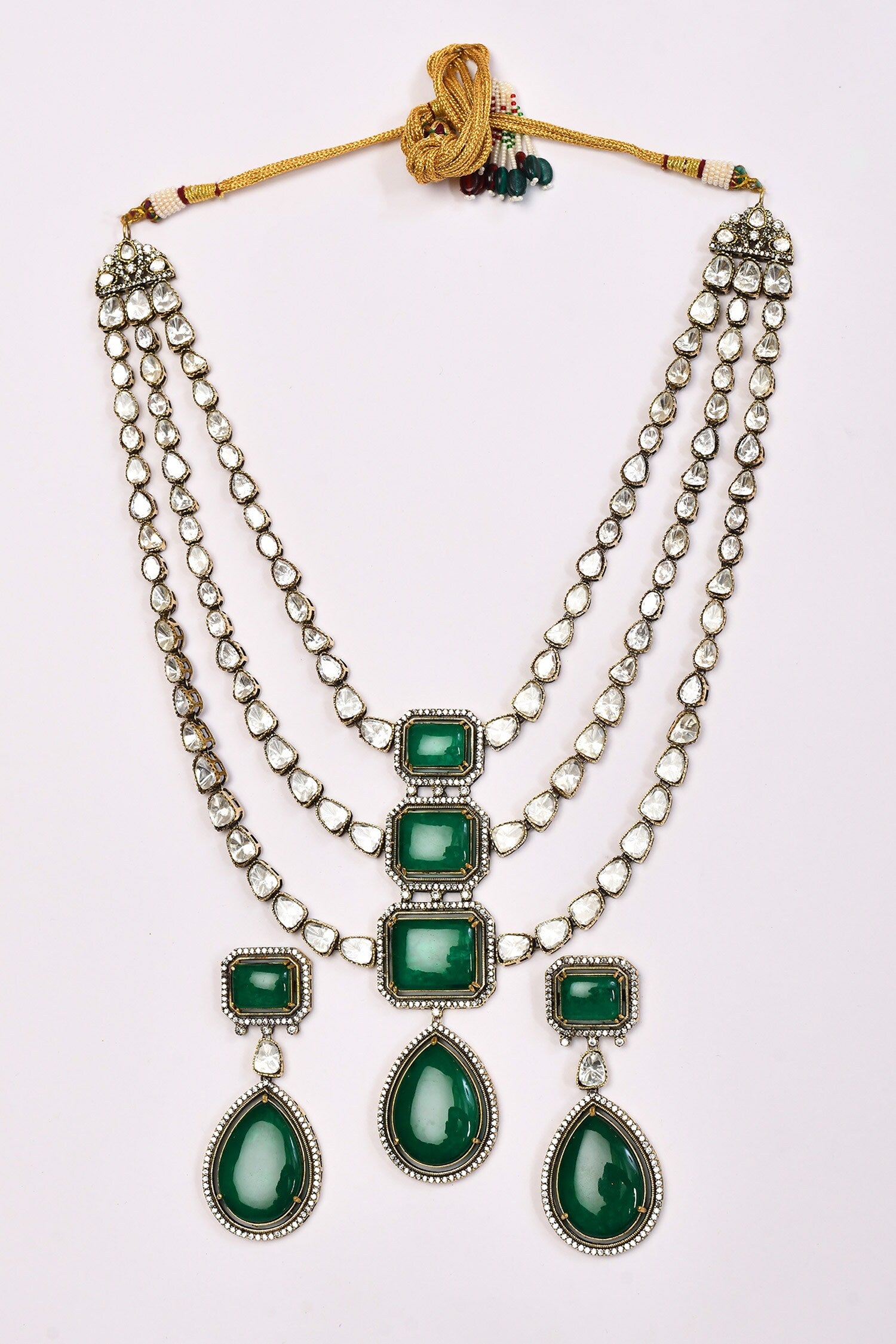 Stone Embellished Three-Layer Necklace Set 