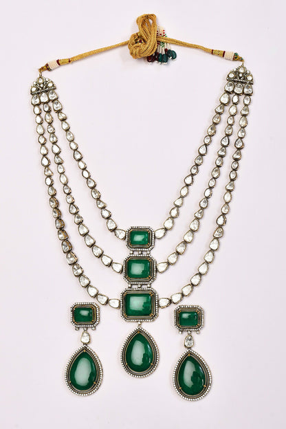 Stone Embellished Three-Layer Necklace Set 