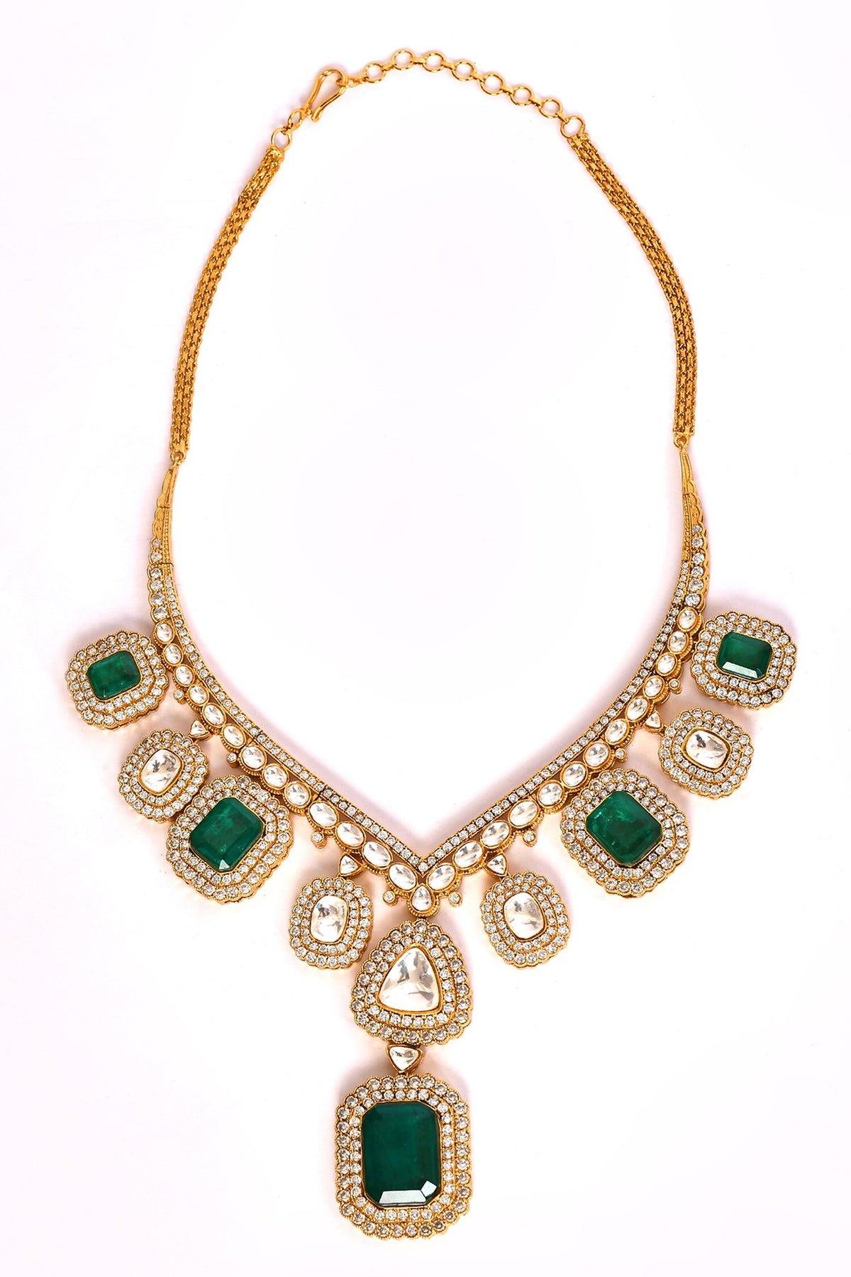 Stone Studded Pendant Necklace Set 