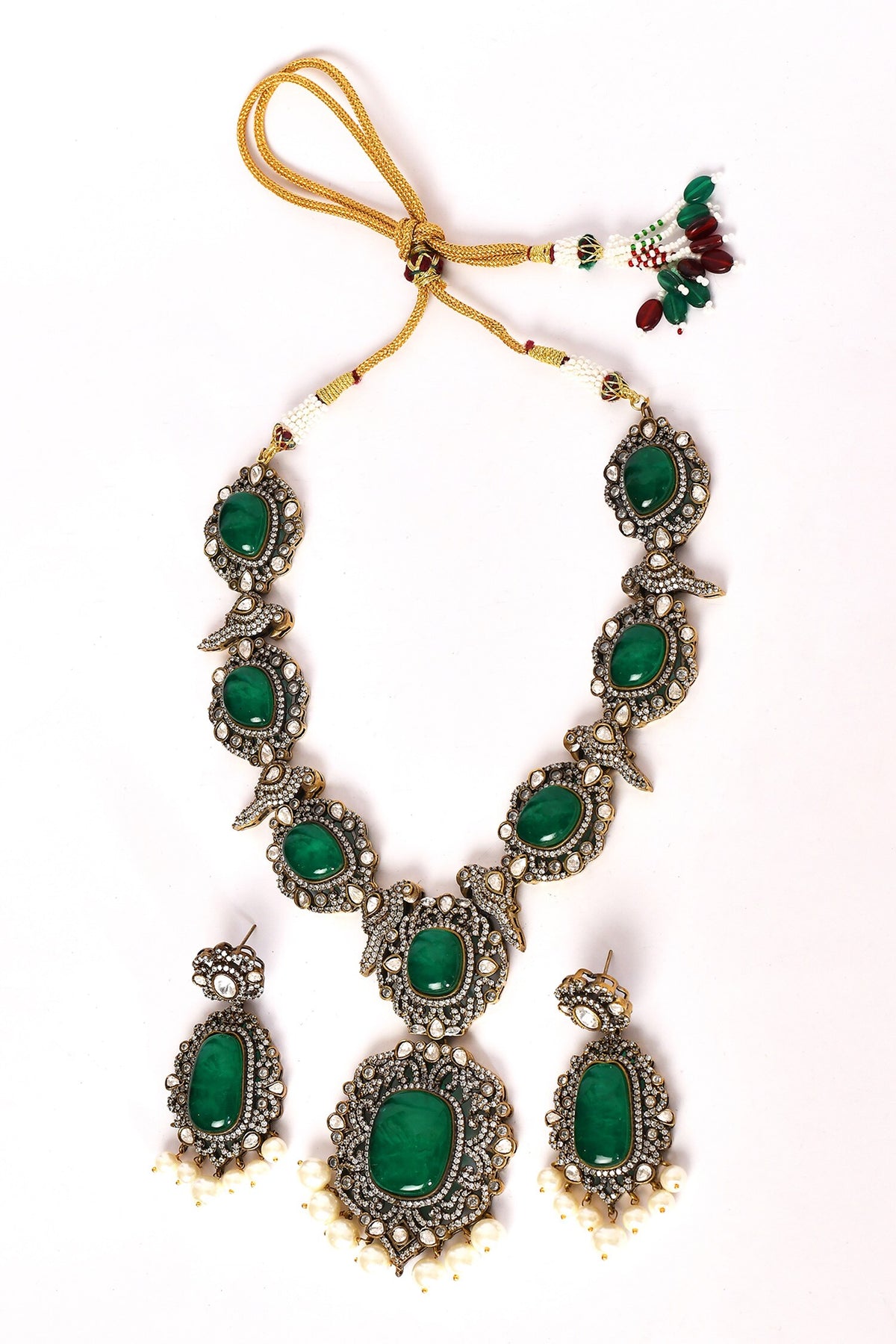 Stone Studded Swirl Pattern Necklace Set 