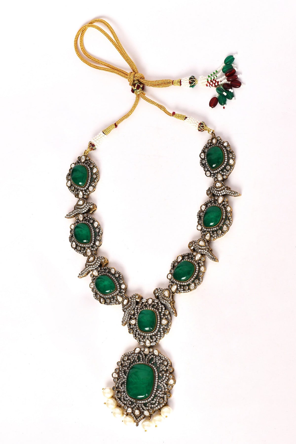 Stone Studded Swirl Pattern Necklace Set 