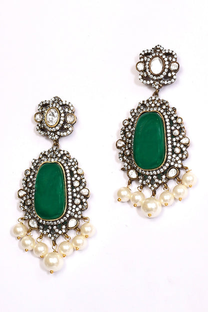 Stone Studded Swirl Pattern Necklace Set 