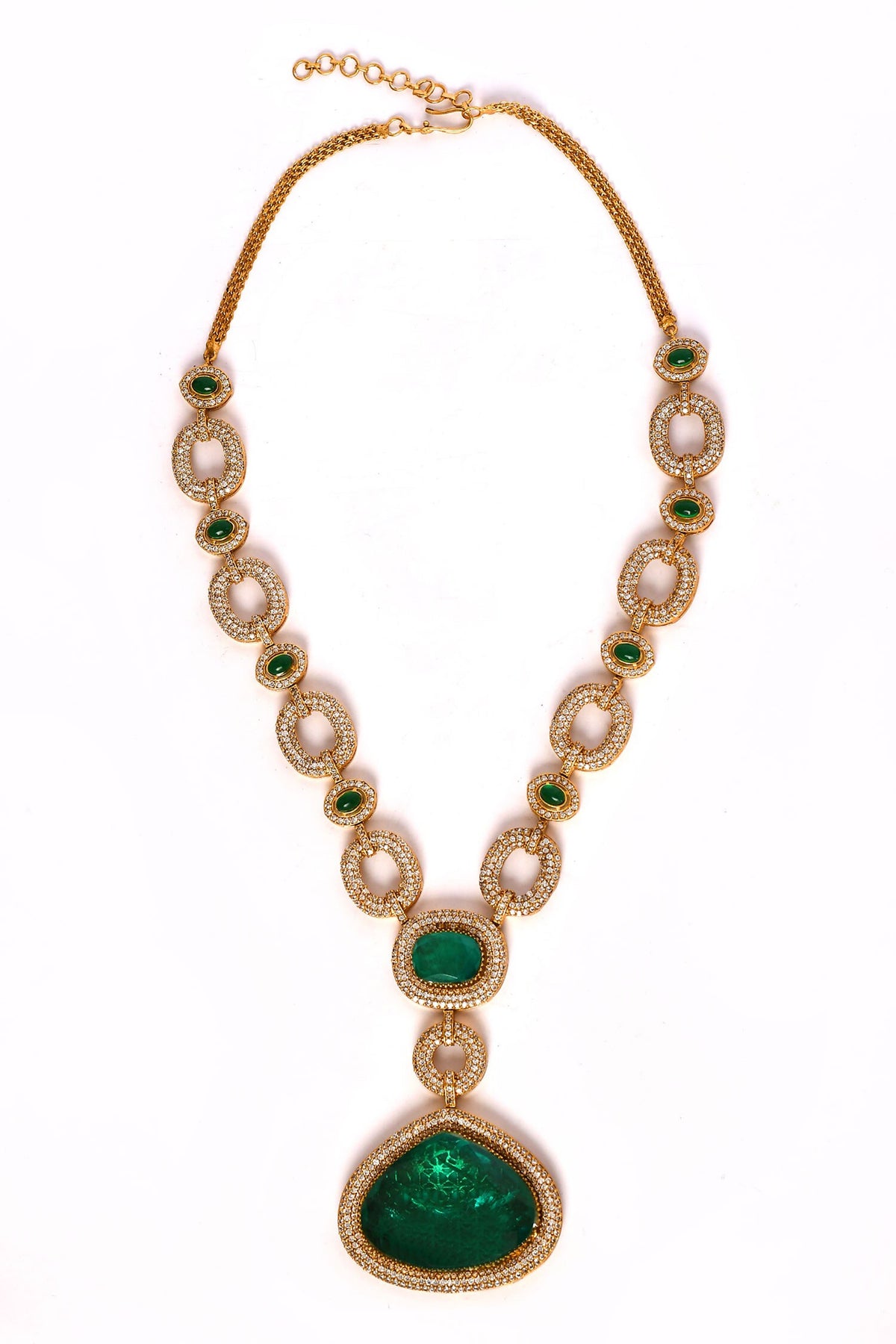 Stone Studded Link Pattern Necklace Set 