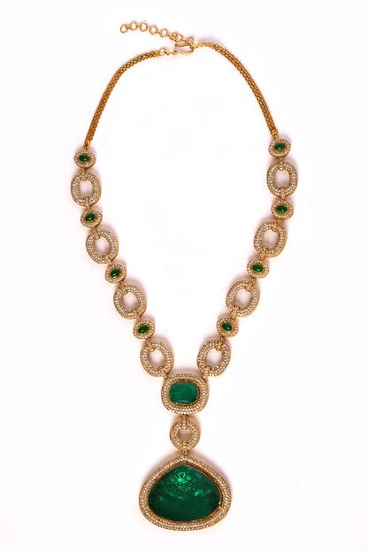 Stone Studded Link Pattern Necklace Set 