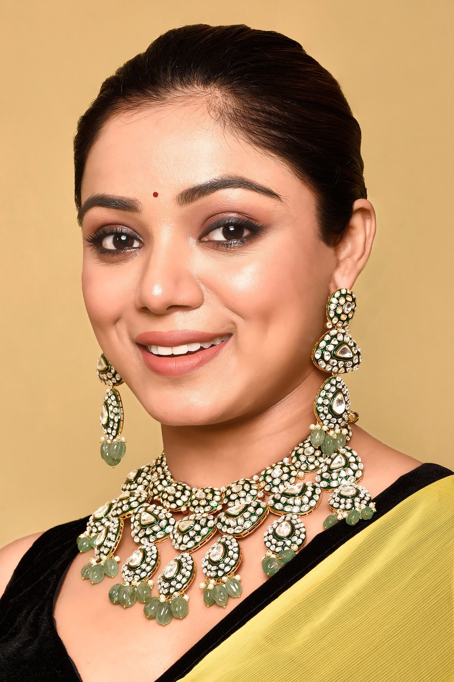 Stone Studded Enamel Necklace Set 