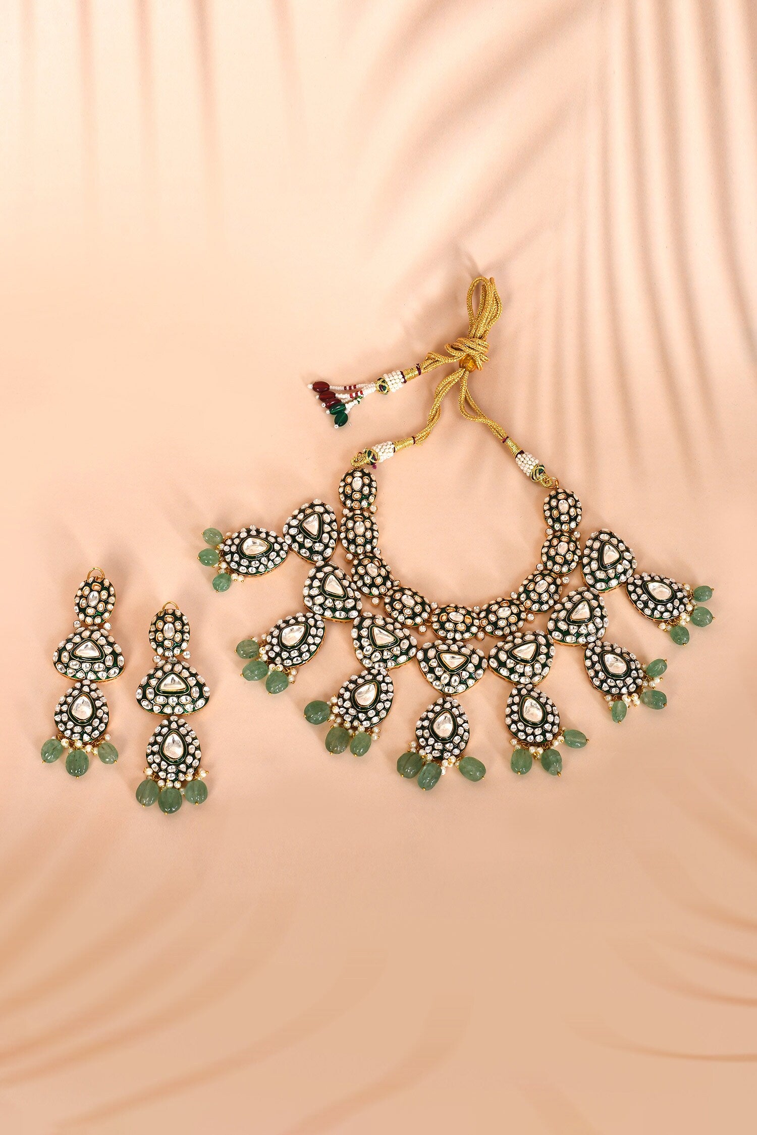 Stone Studded Enamel Necklace Set 