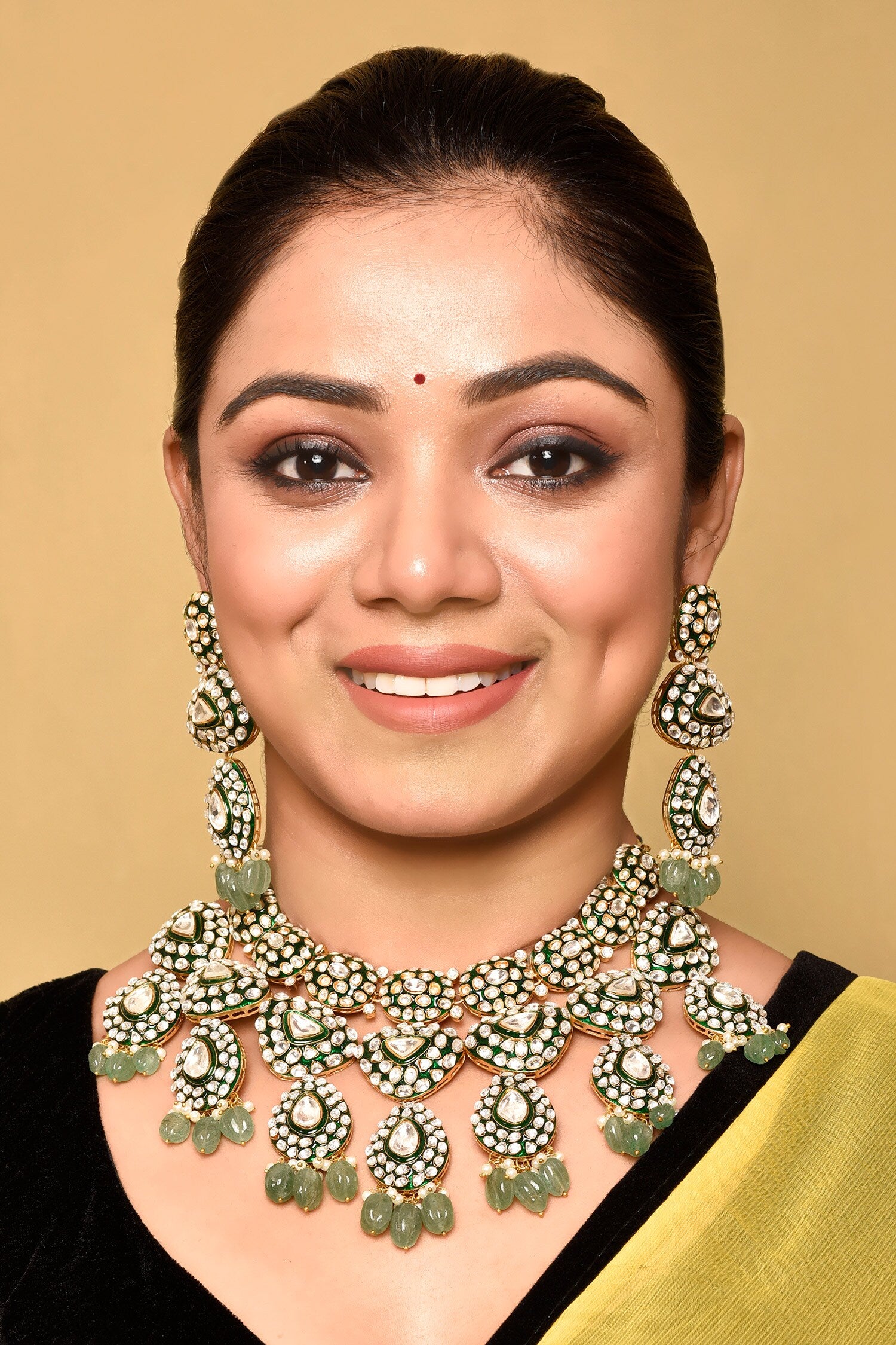 Stone Studded Enamel Necklace Set 