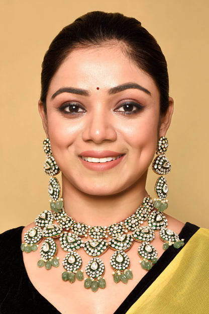 Stone Studded Enamel Necklace Set 