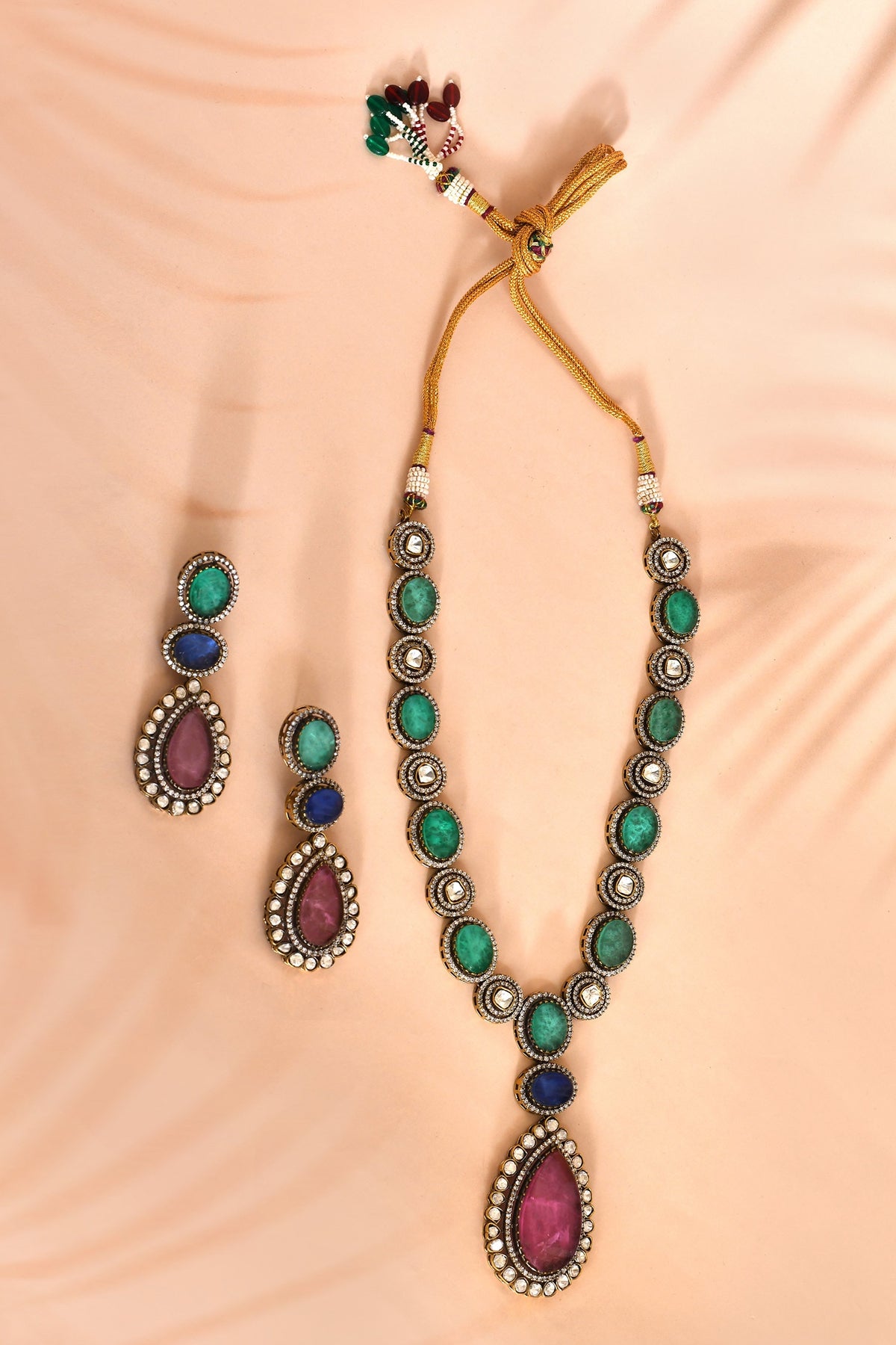 Stone Studded Victorian Necklace Set 