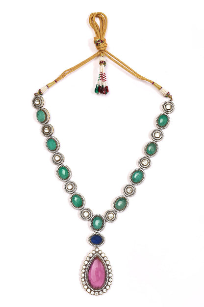 Stone Studded Victorian Necklace Set 