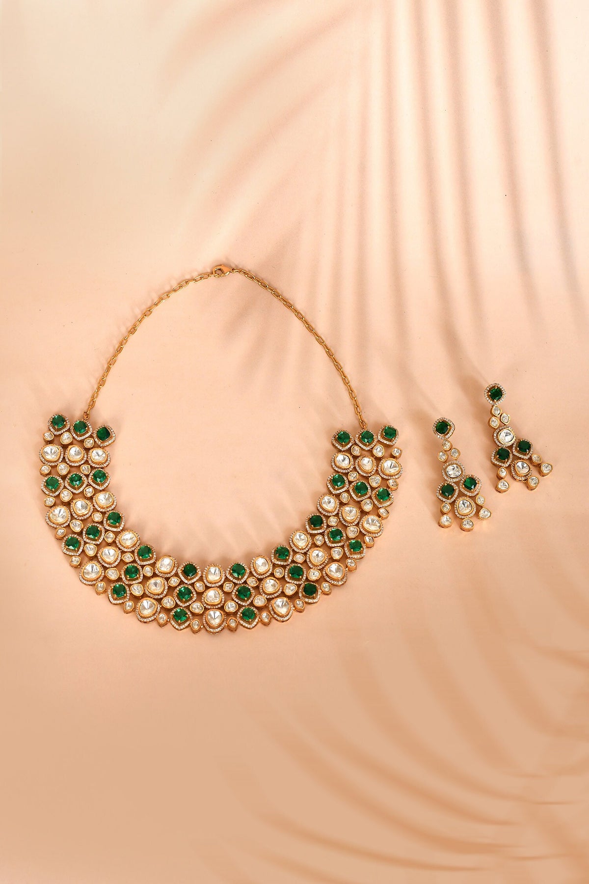 Stone Studded Cluster Necklace Set 