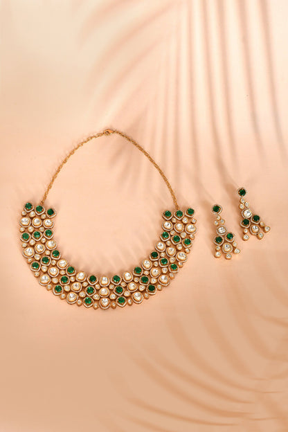 Stone Studded Cluster Necklace Set 