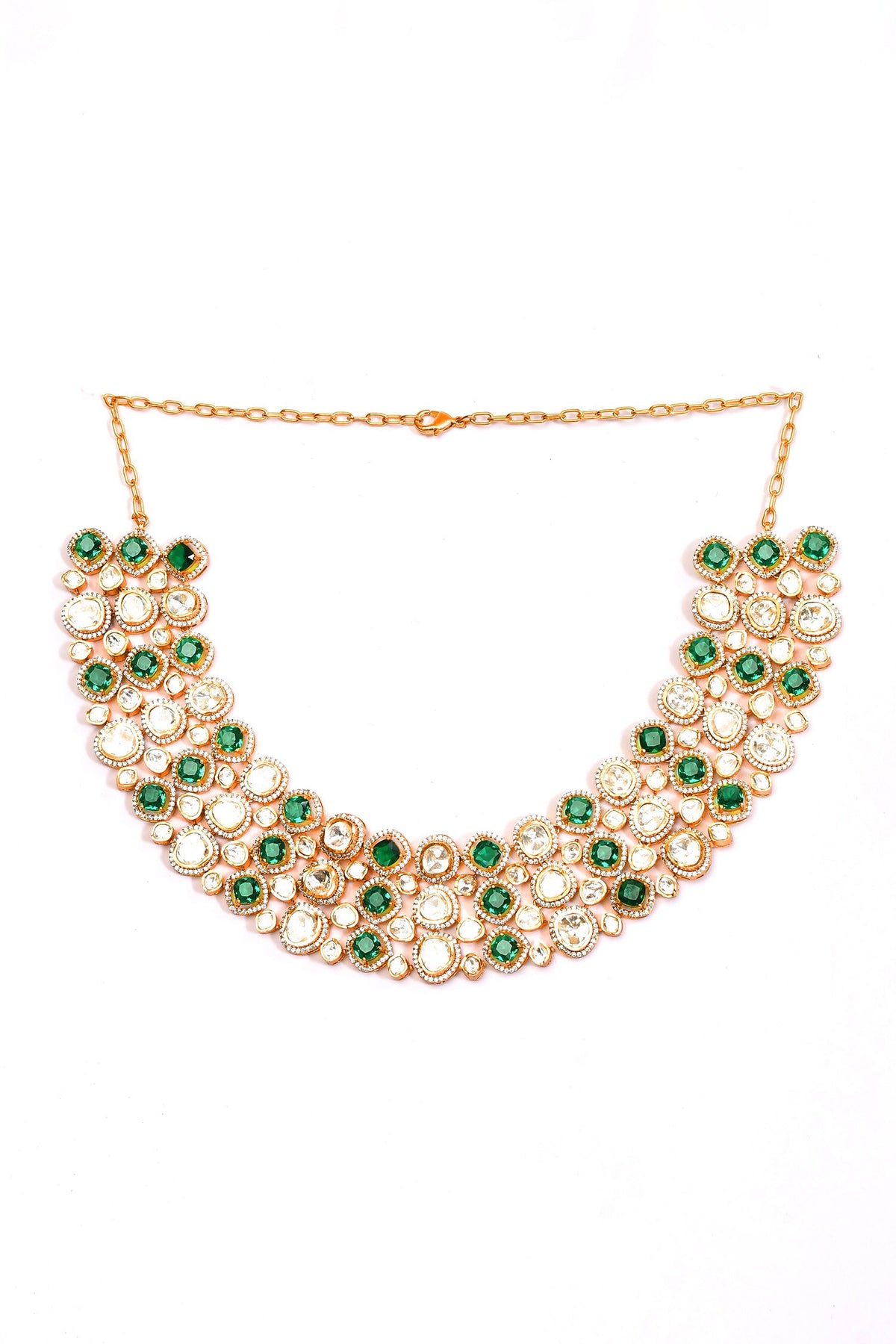 Stone Studded Cluster Necklace Set 