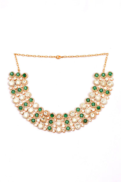 Stone Studded Cluster Necklace Set 