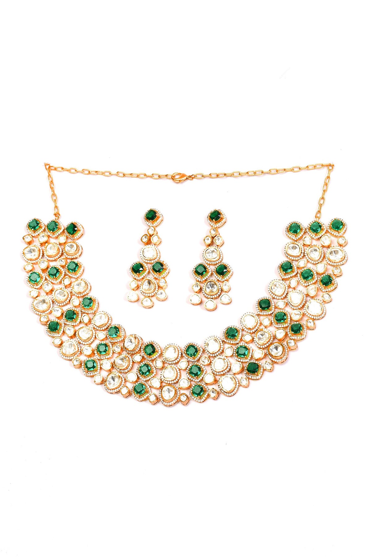 Stone Studded Cluster Necklace Set 
