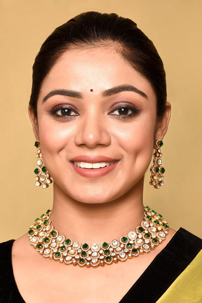 Stone Studded Cluster Necklace Set 