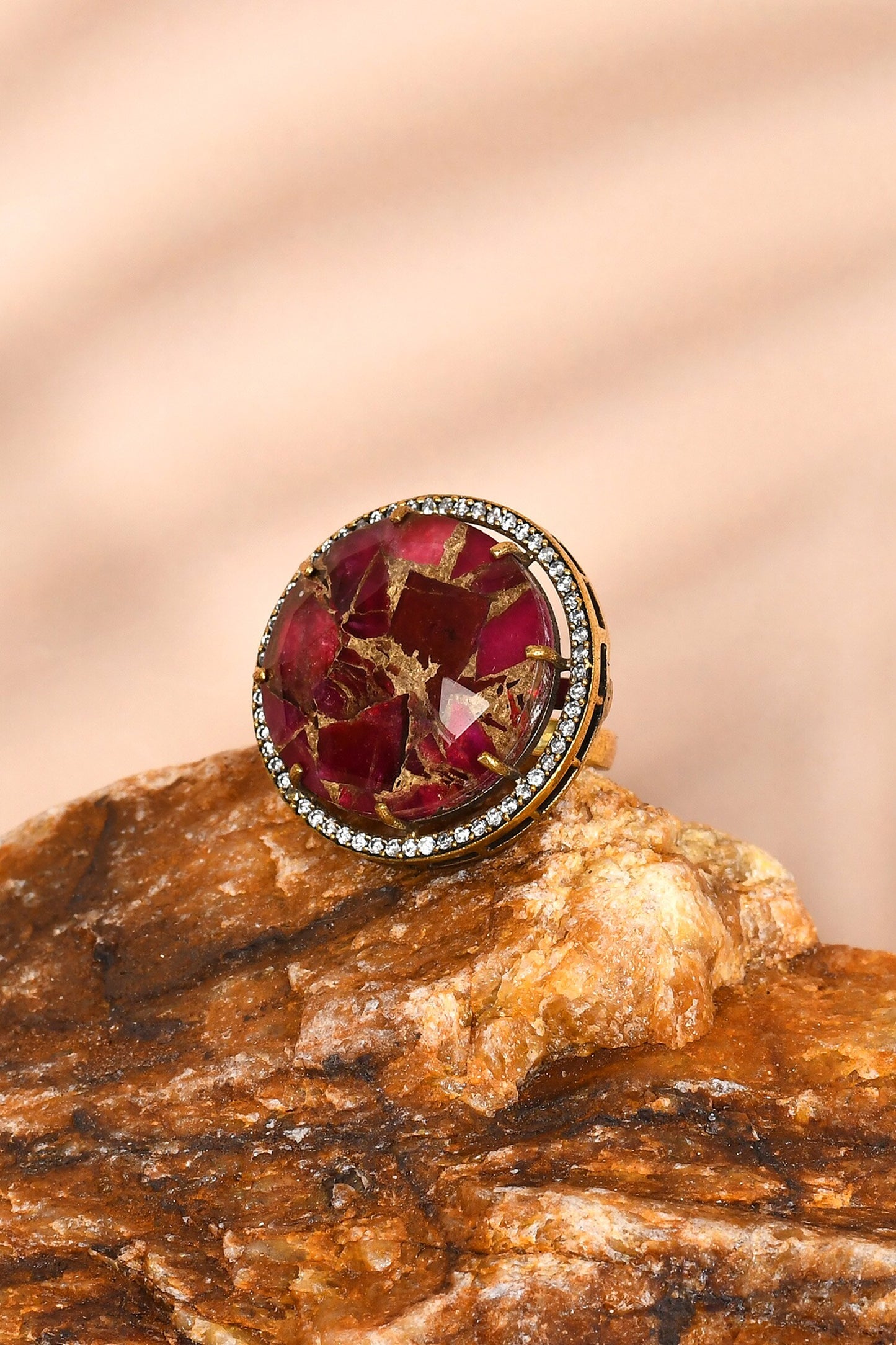 Ruby Stone Studded Ring 