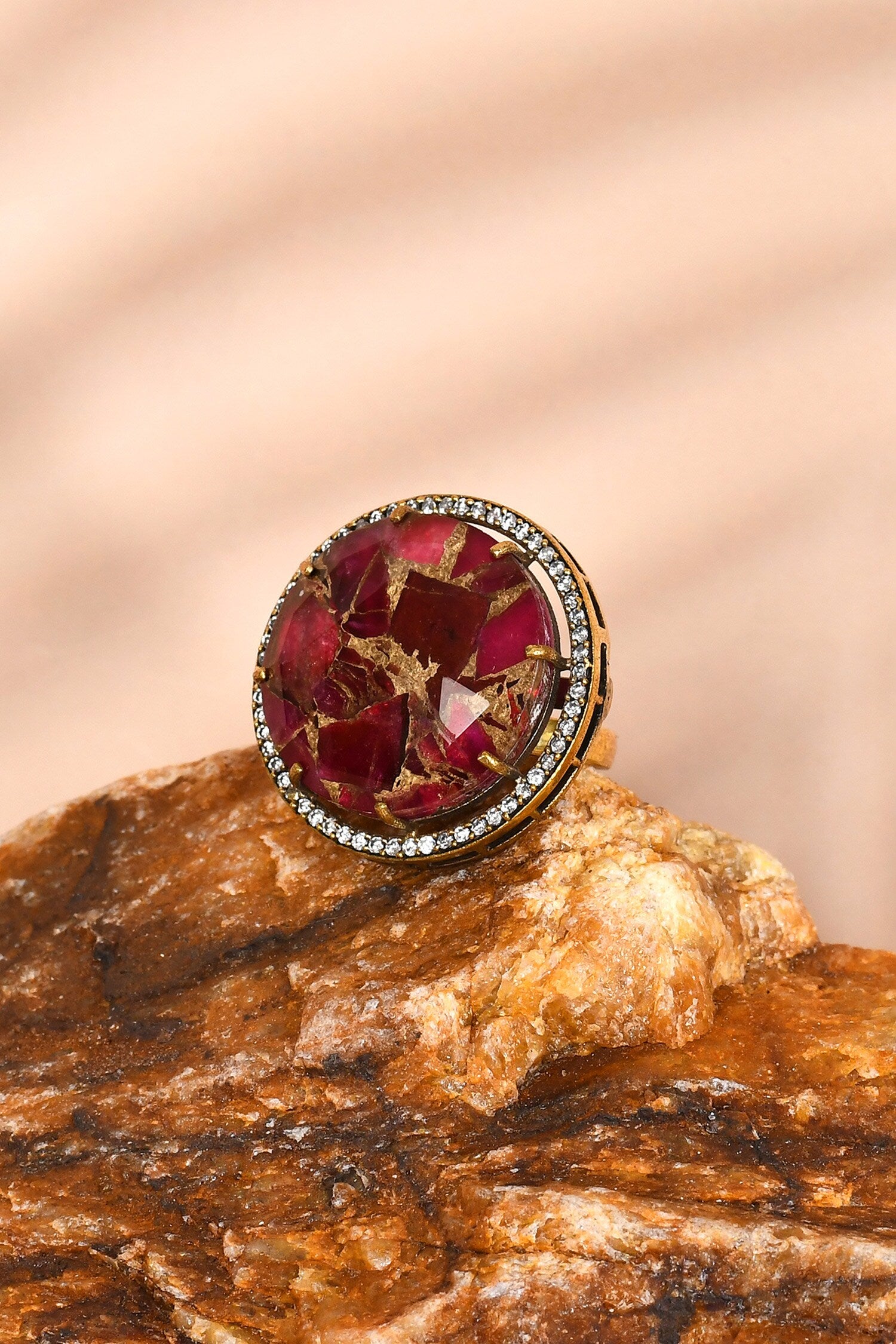 Ruby Stone Studded Ring 