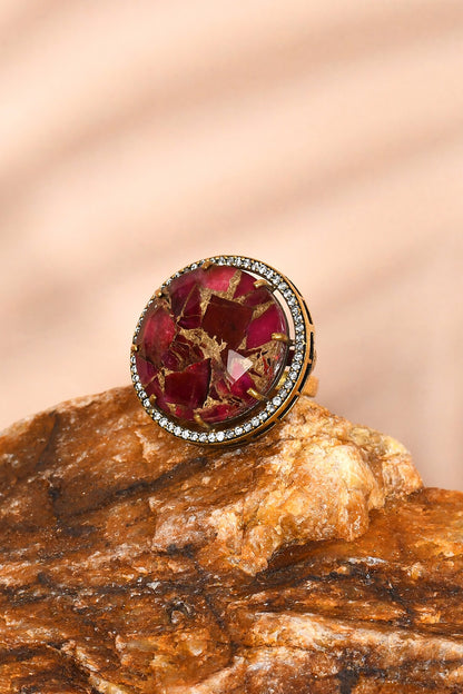 Ruby Stone Studded Ring 