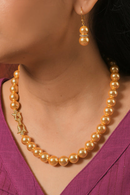 Sunset Pearl Embellished Necklace Set 