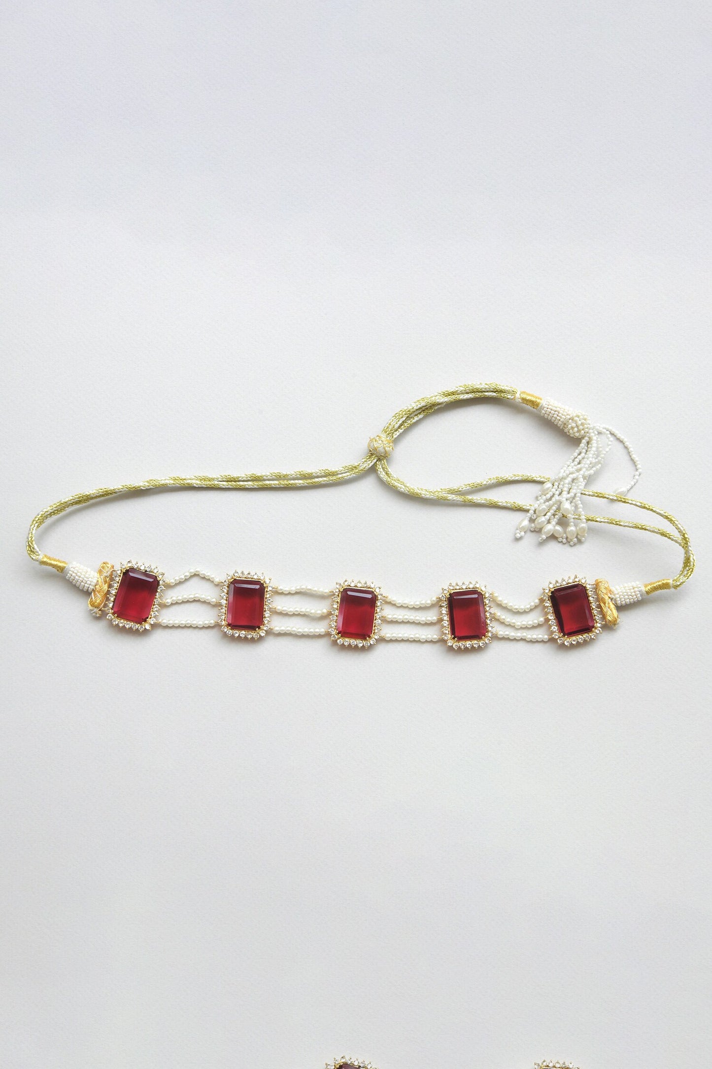 Crimson Charm Embellished Choker Necklace Set 