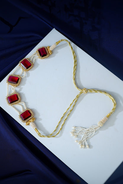 Crimson Charm Embellished Choker Necklace Set 