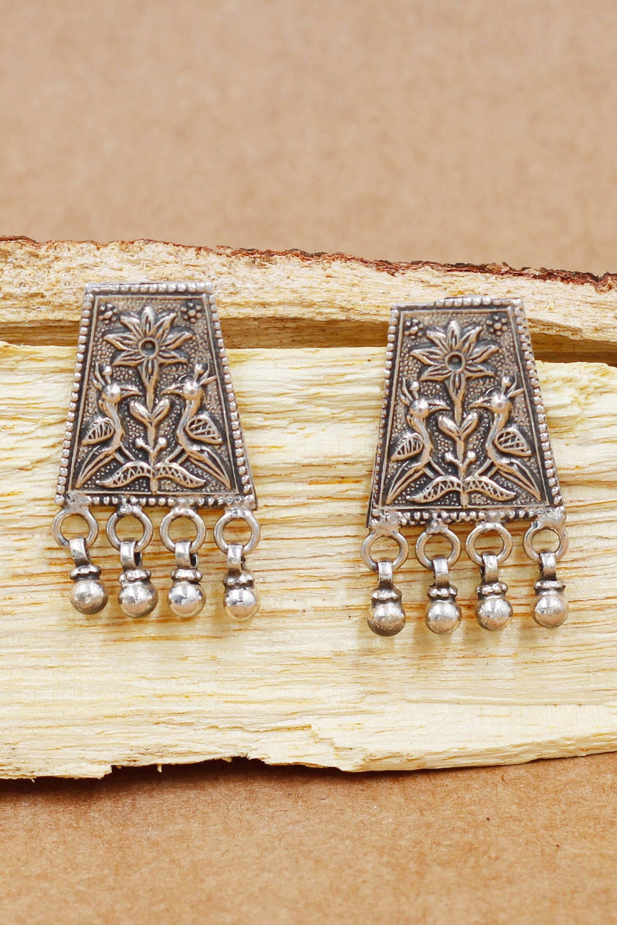 Ghungroo Drops Oxidized Earrings 