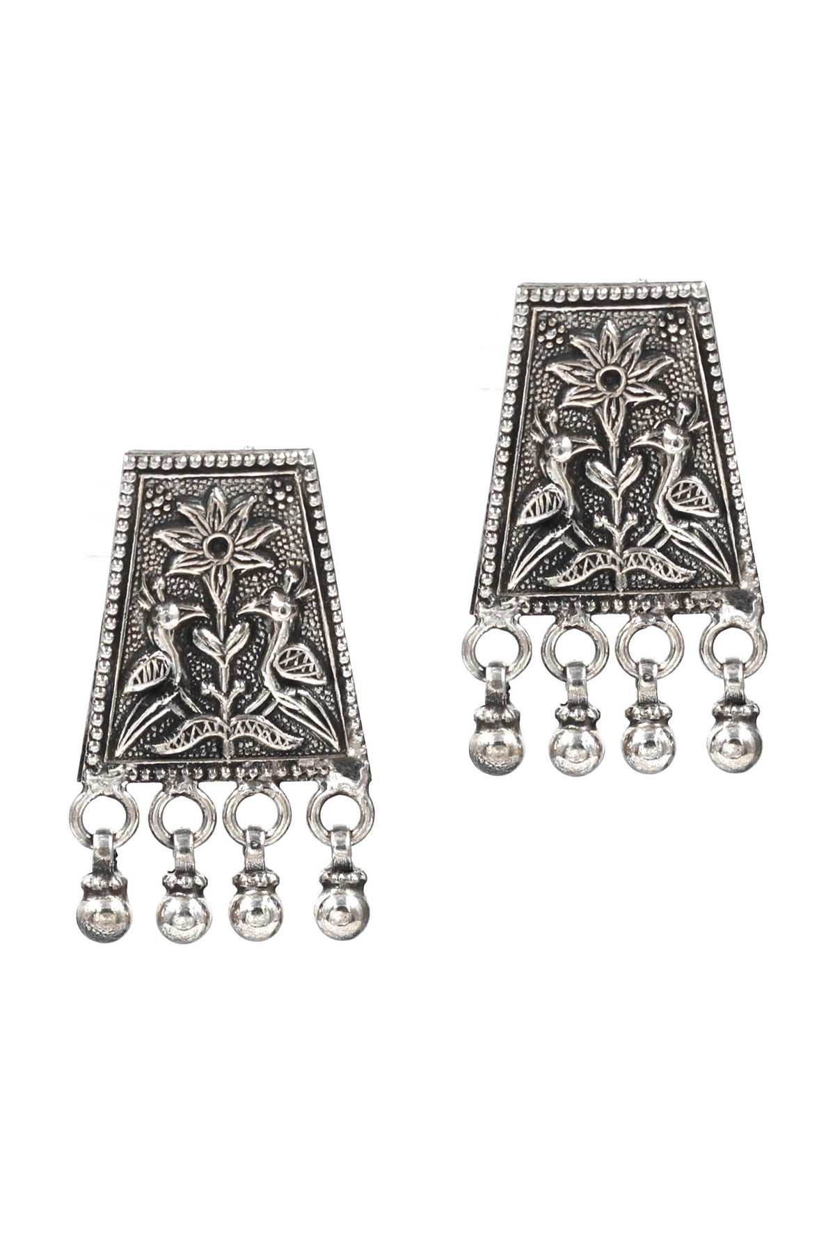 Ghungroo Drops Oxidized Earrings 