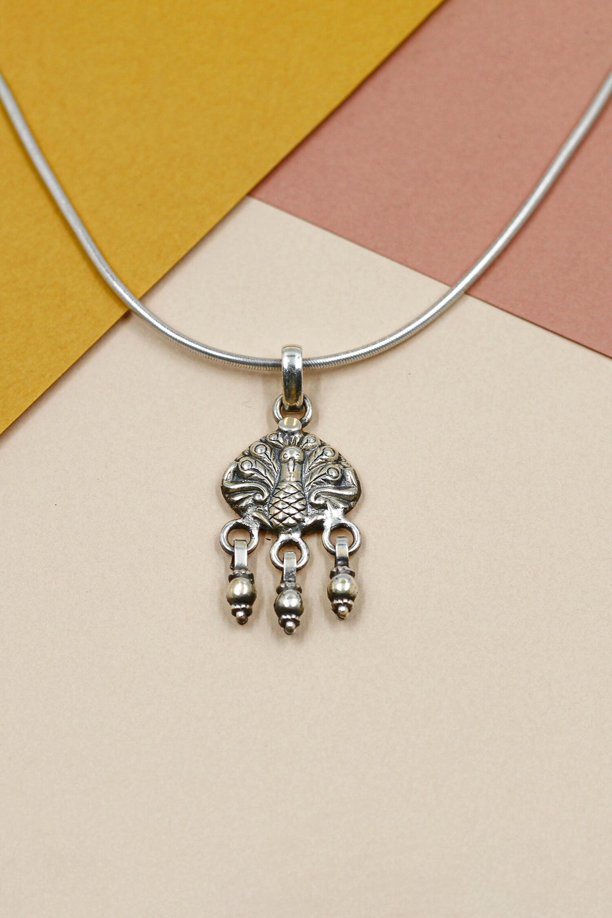 Peacock Carved Pendant Chain Necklace 