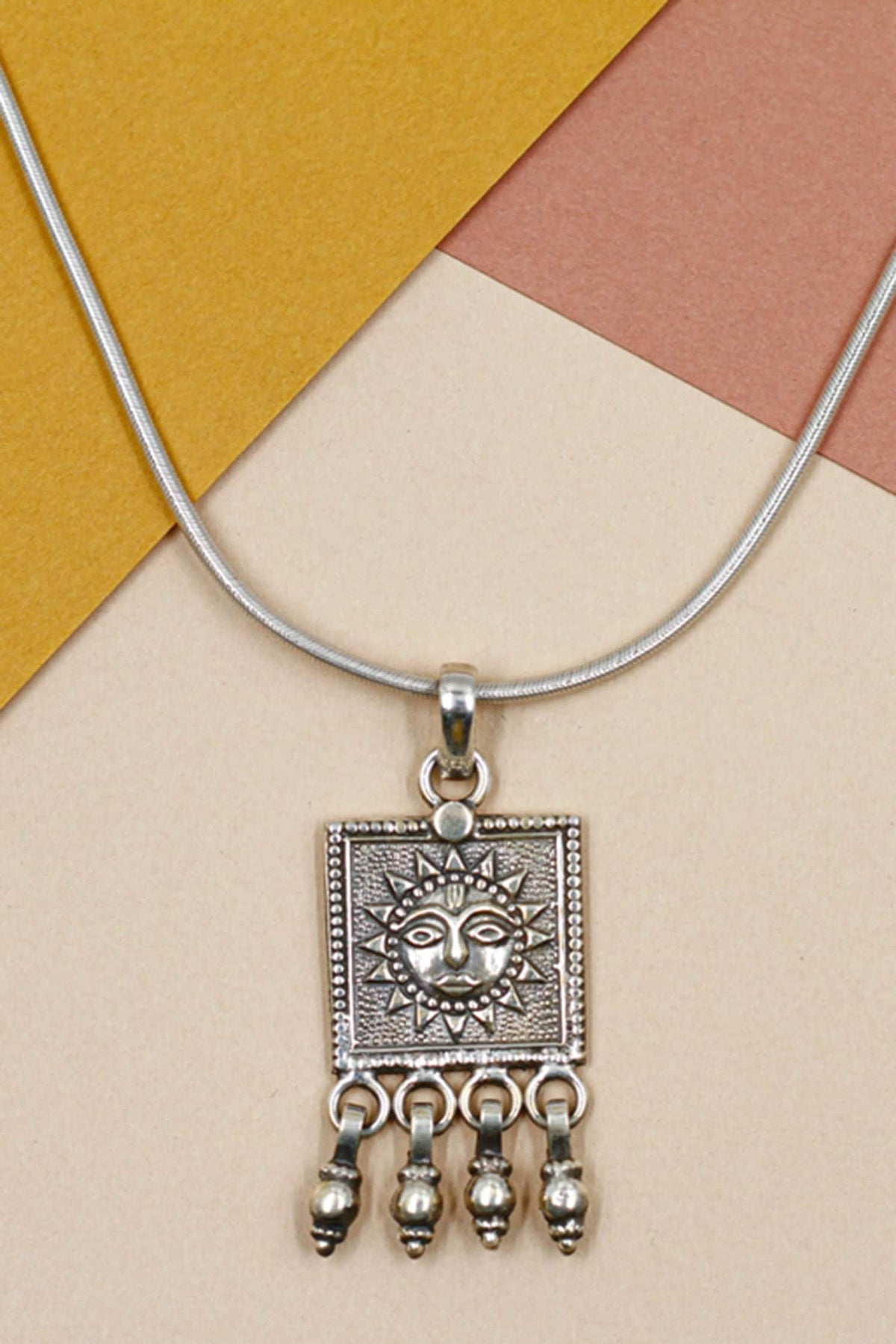 Sun Carved Pendant Necklace 