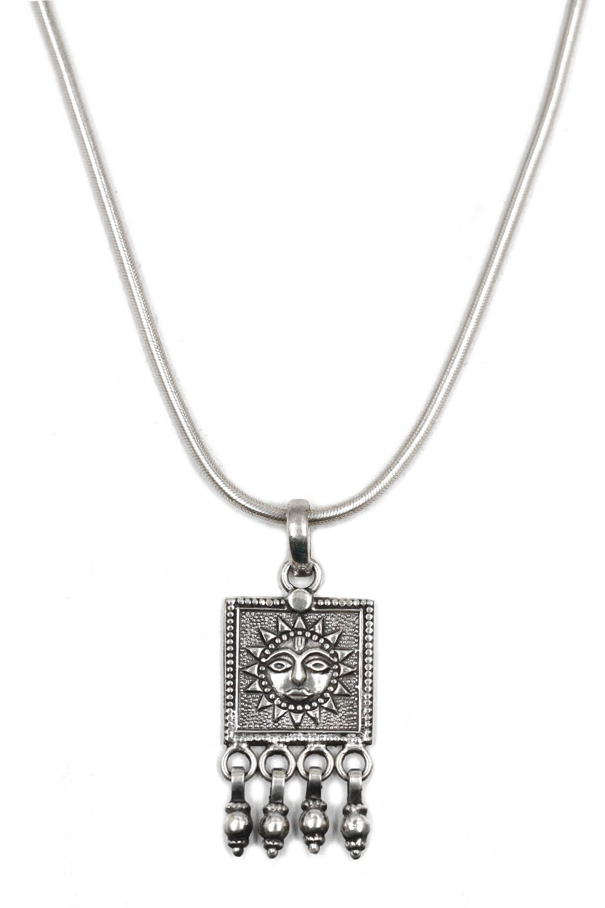 Sun Carved Pendant Necklace 