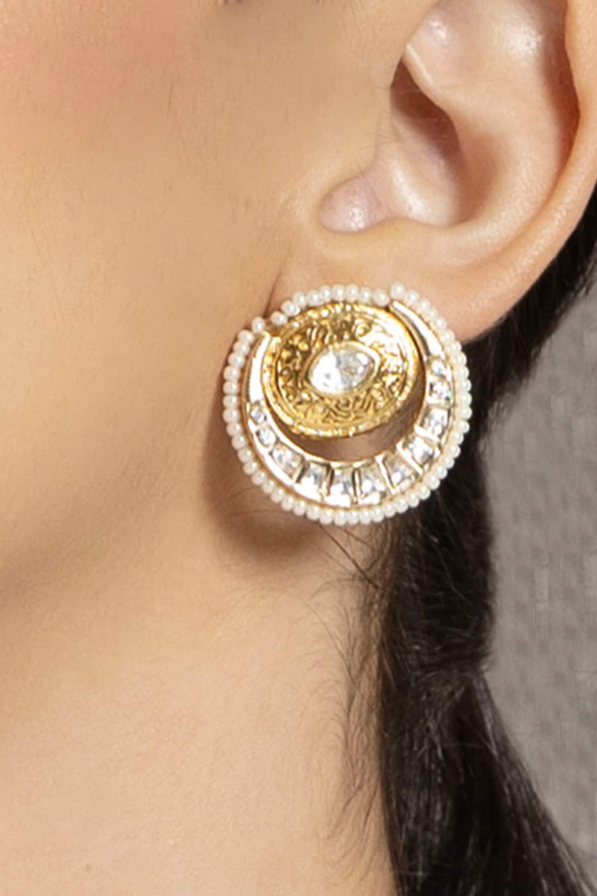 Transcendent Polki & Pearl Embellished Studs 
