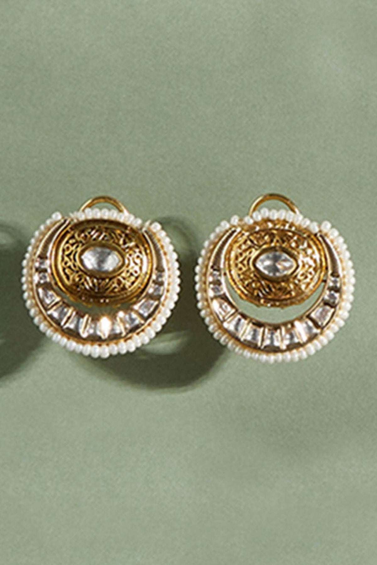 Transcendent Polki & Pearl Embellished Studs 