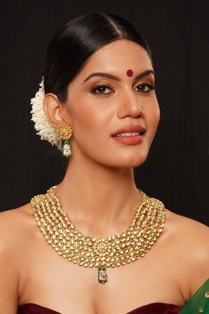 Kundan Polki Embellished Necklace Set 