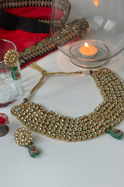 Kundan Polki Embellished Necklace Set 