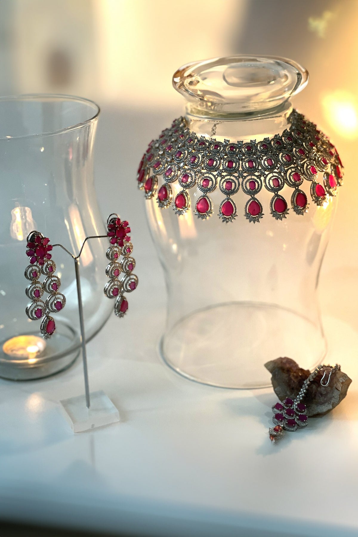 Victorian Cubic Zircon Embellished Necklace Set 