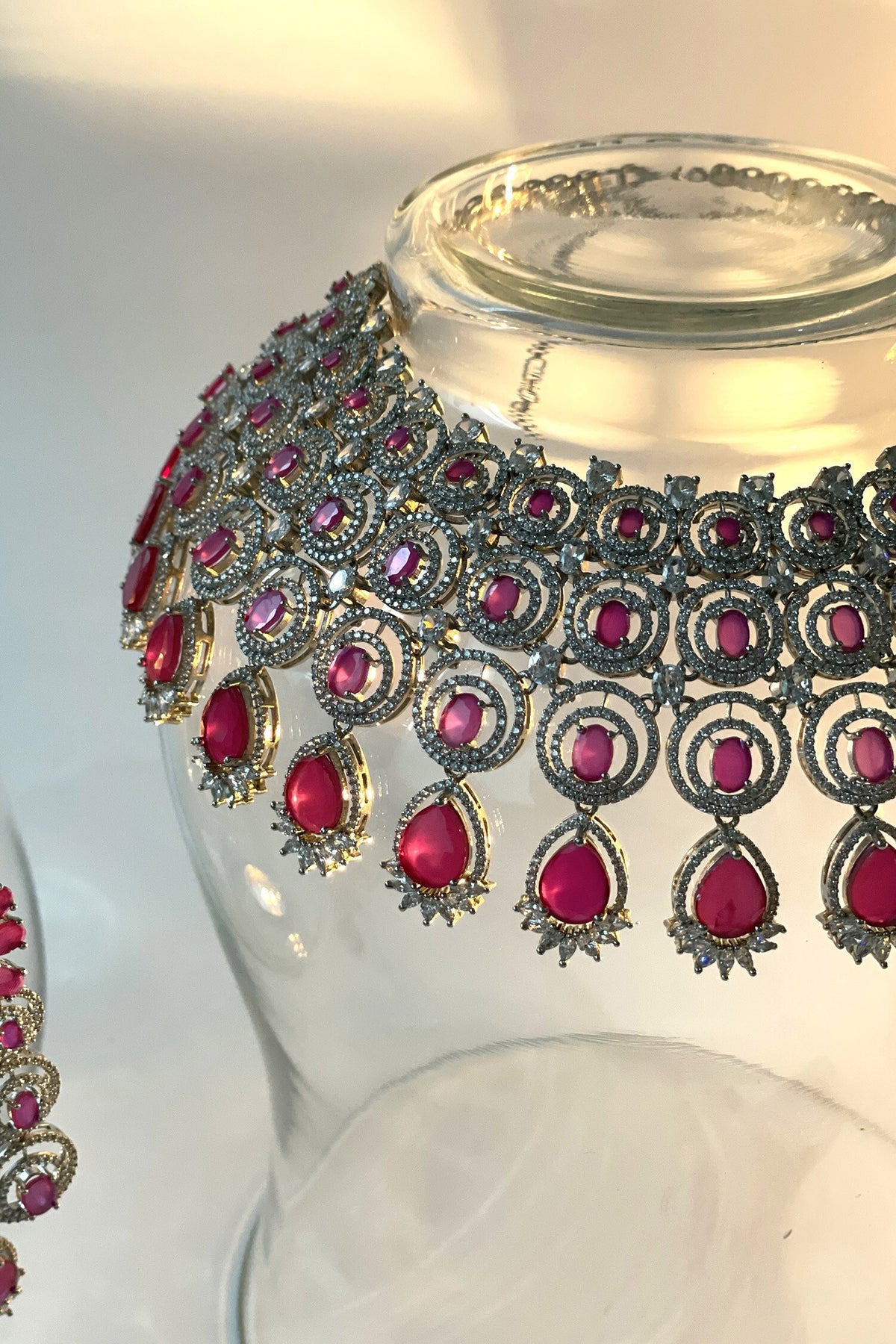 Victorian Cubic Zircon Embellished Necklace Set 