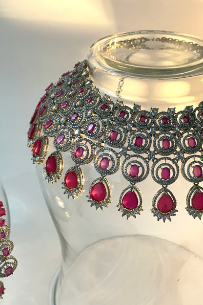 Victorian Cubic Zircon Embellished Necklace Set 