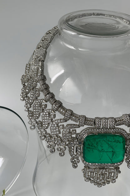 Geometric Cut Work Embellished Necklace Set 