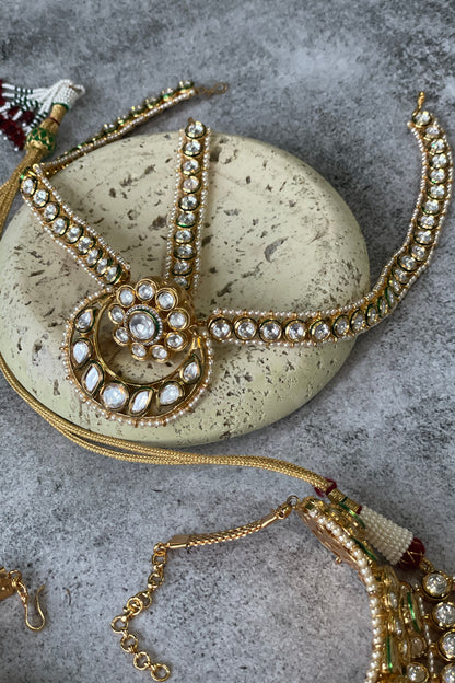 Kundan & Pearl Embellished Necklace Set 