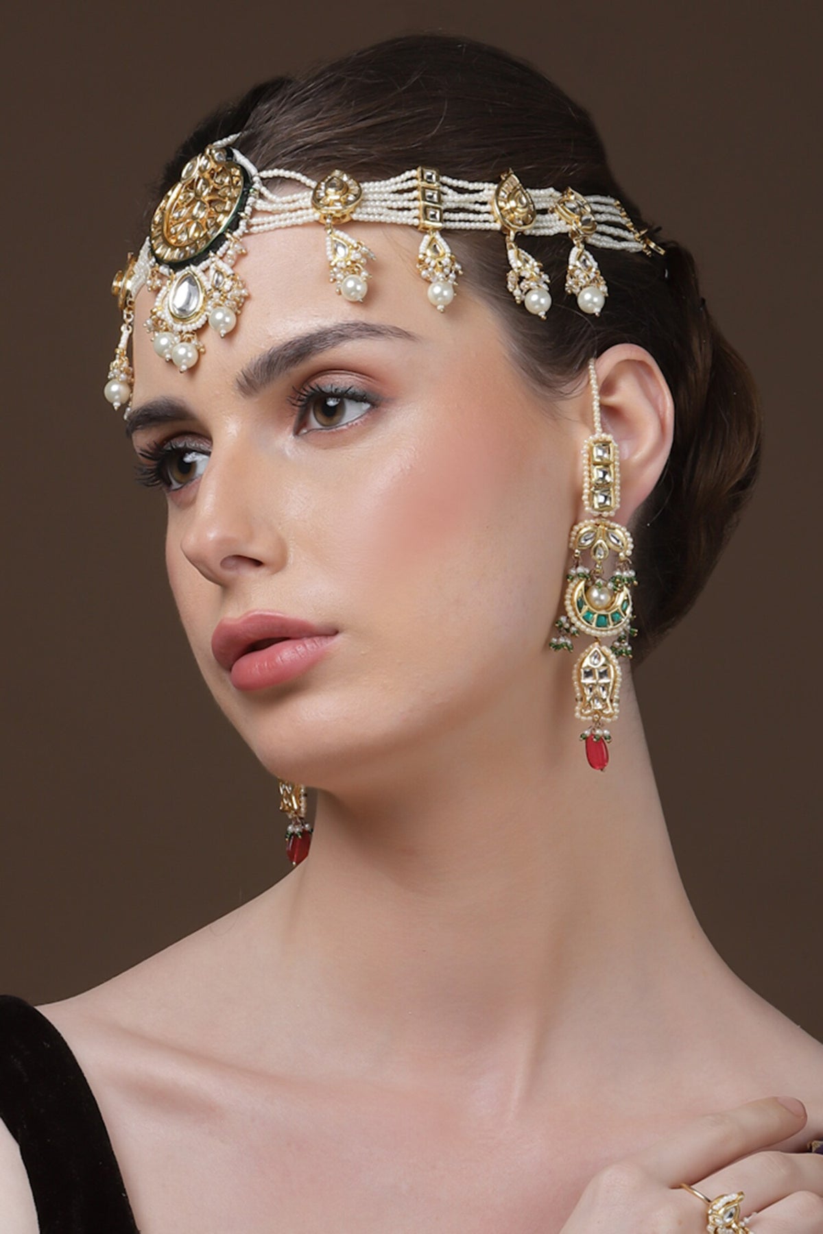 Natural Stone Studded Earrings 