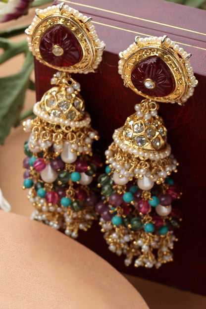 Natural Stone Embellished Jhumkas 