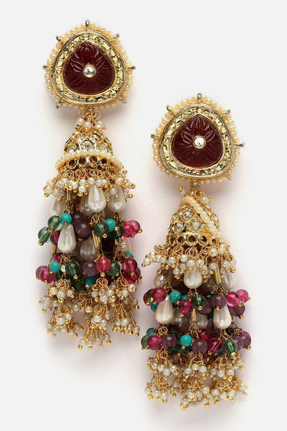 Natural Stone Embellished Jhumkas 